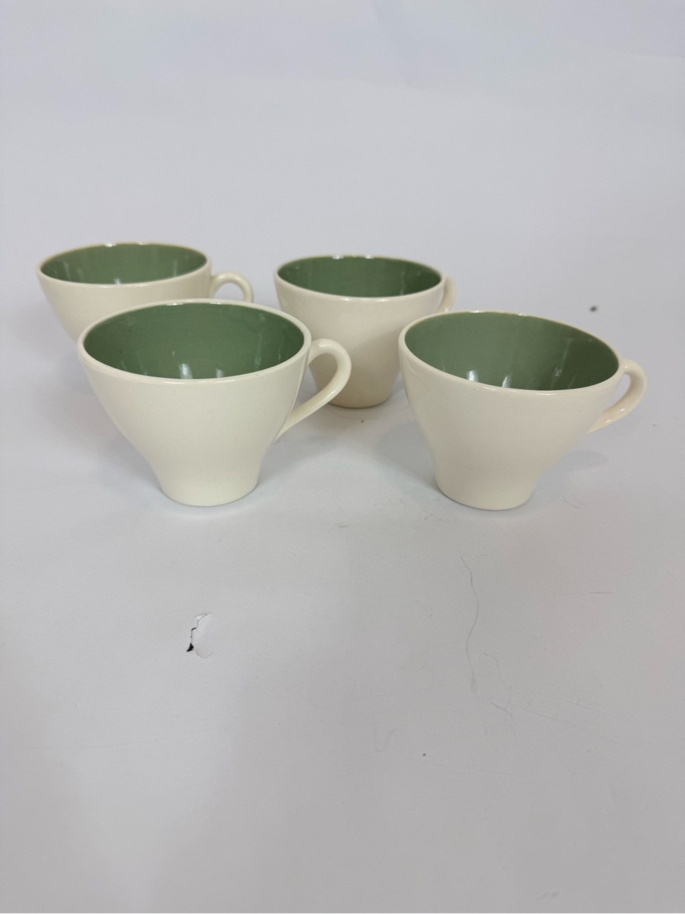 Vintage Harkerware MCM Cups Persian Sage & White 4